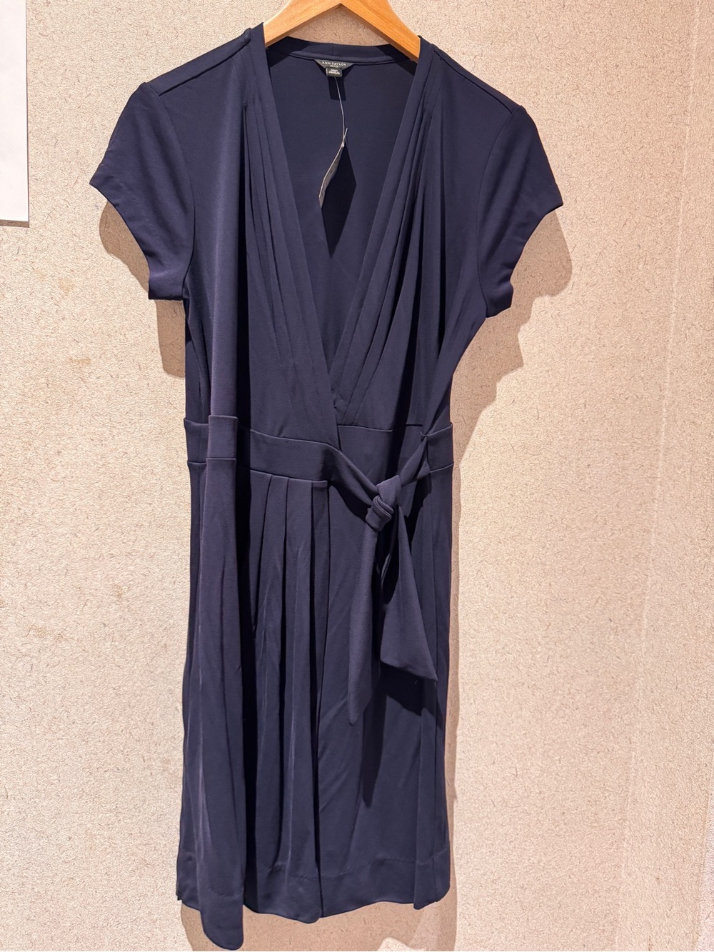 Ann Taylor Navy Wrap-Style Midi Dress